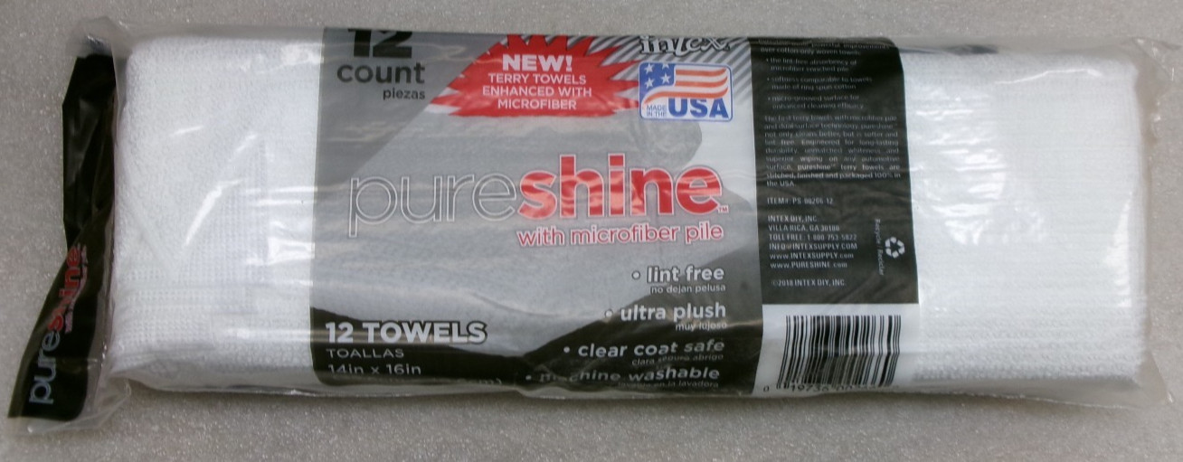 INTEX PURESHINE MICROFIBER TERRY TOWELS 12 PACK 14 x 16″ inches NEW #578B