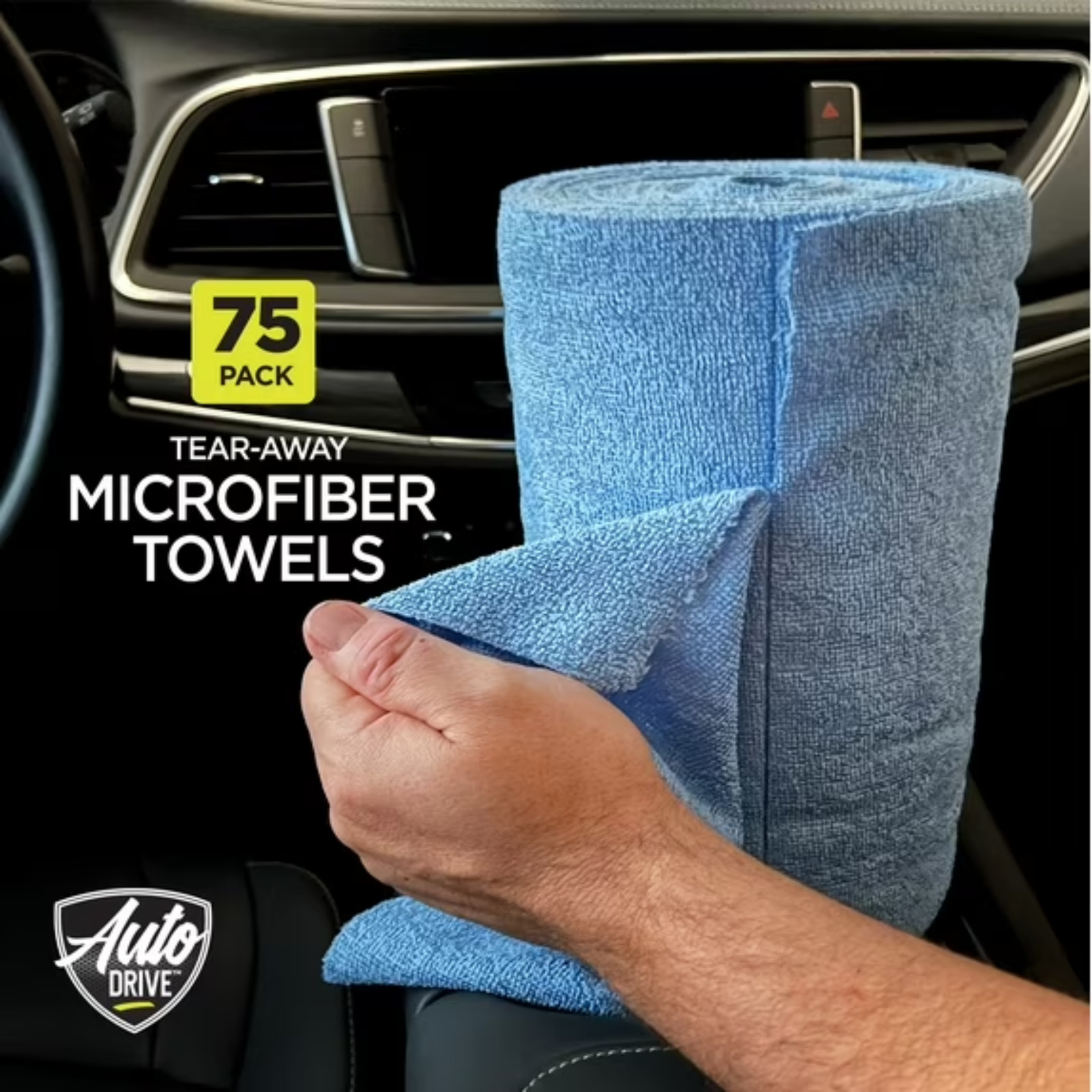 2Pack Auto Drive Tear Away Multi Purpose Microfiber Towel Roll 75 Pack