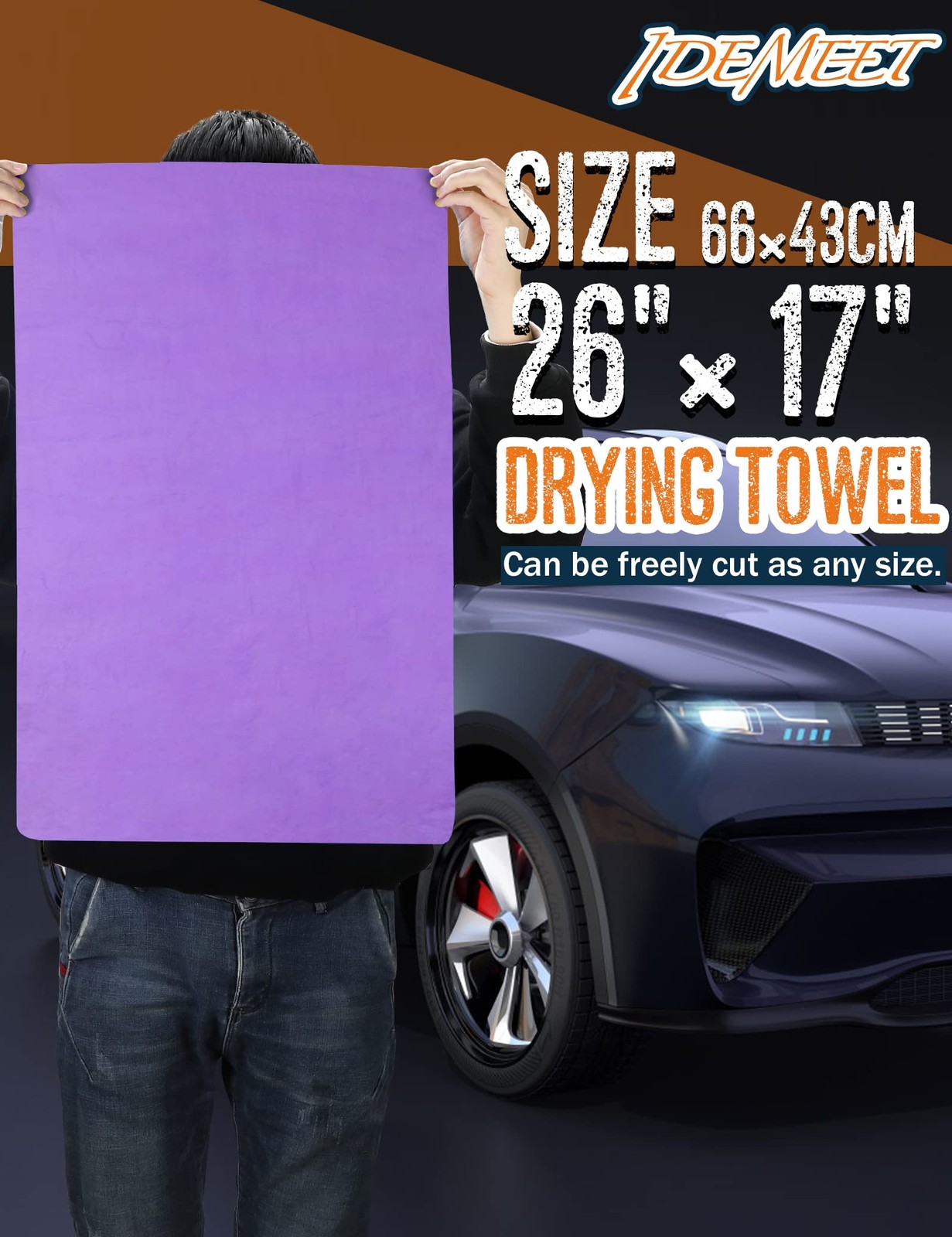 Premium Car Drying Towel, Super Absorbent 26″x17″ Large (26”x17”), Purple