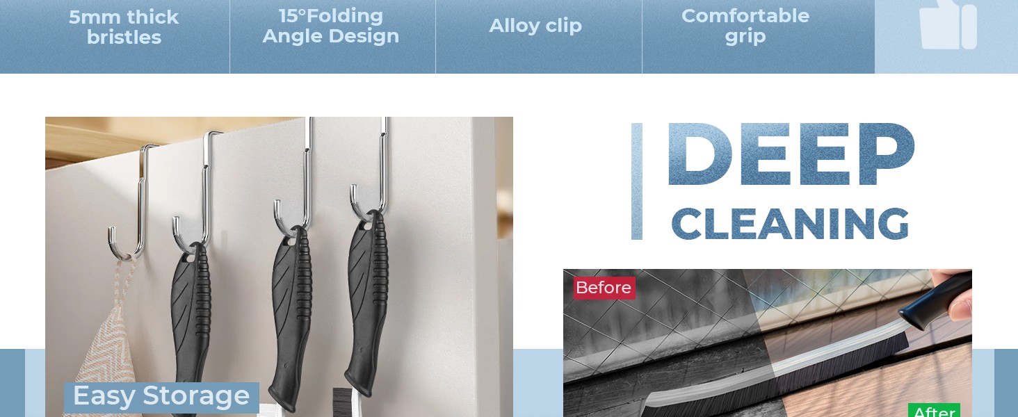 Cleaning Brush Set 3 Pcs with Soft Bristle and Hard Bristle Crevice | Grout