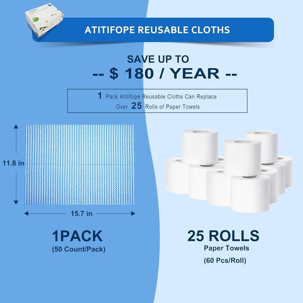 Reusable Cleaning Cloths,50 Count,Thickened Heavy Duty Wipes for