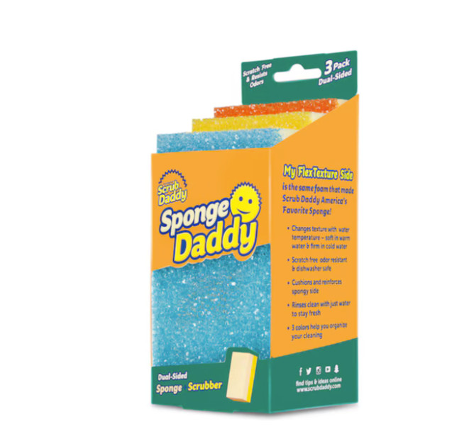 Scrub Daddy Sponge Daddy Cellulose Sponge with Scouring Pad No Scratch 3 -Pack