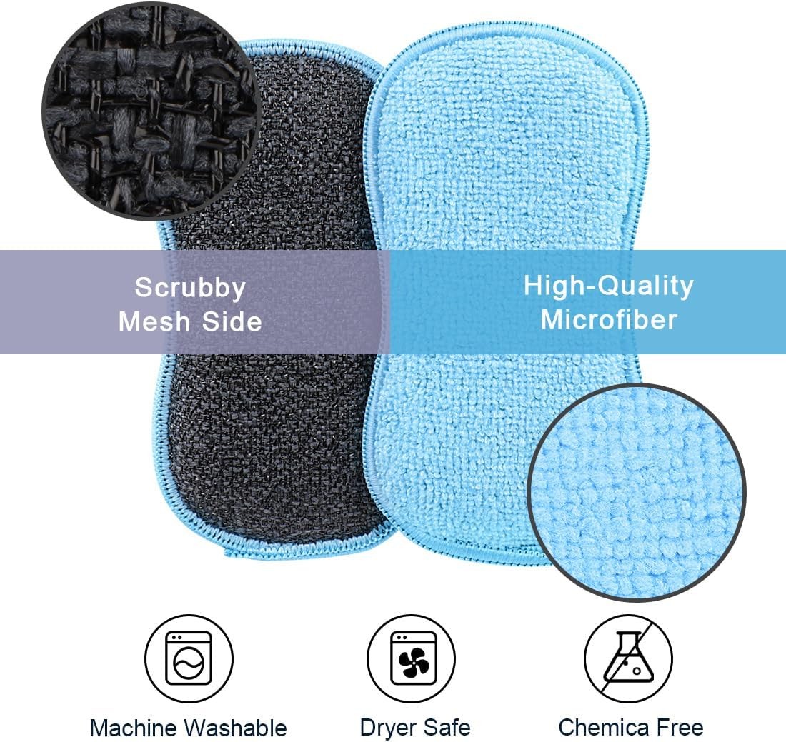 12 Pack Multi-Purpose Scrub Sponges Kitchen, Dish Sponge, Non-Scratch Microfiber