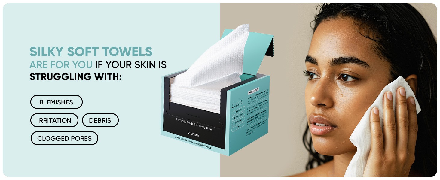 Buttah Skin Disposable Face Towels, 50 Count – Extra Thick, Soft, Large Towels