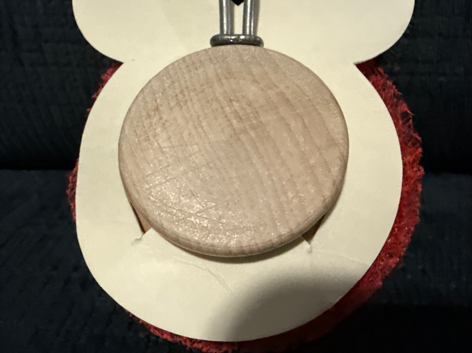 Lola Products New Vintage Nylon Dish Scrubber Red Pad With Wooden Handle 386