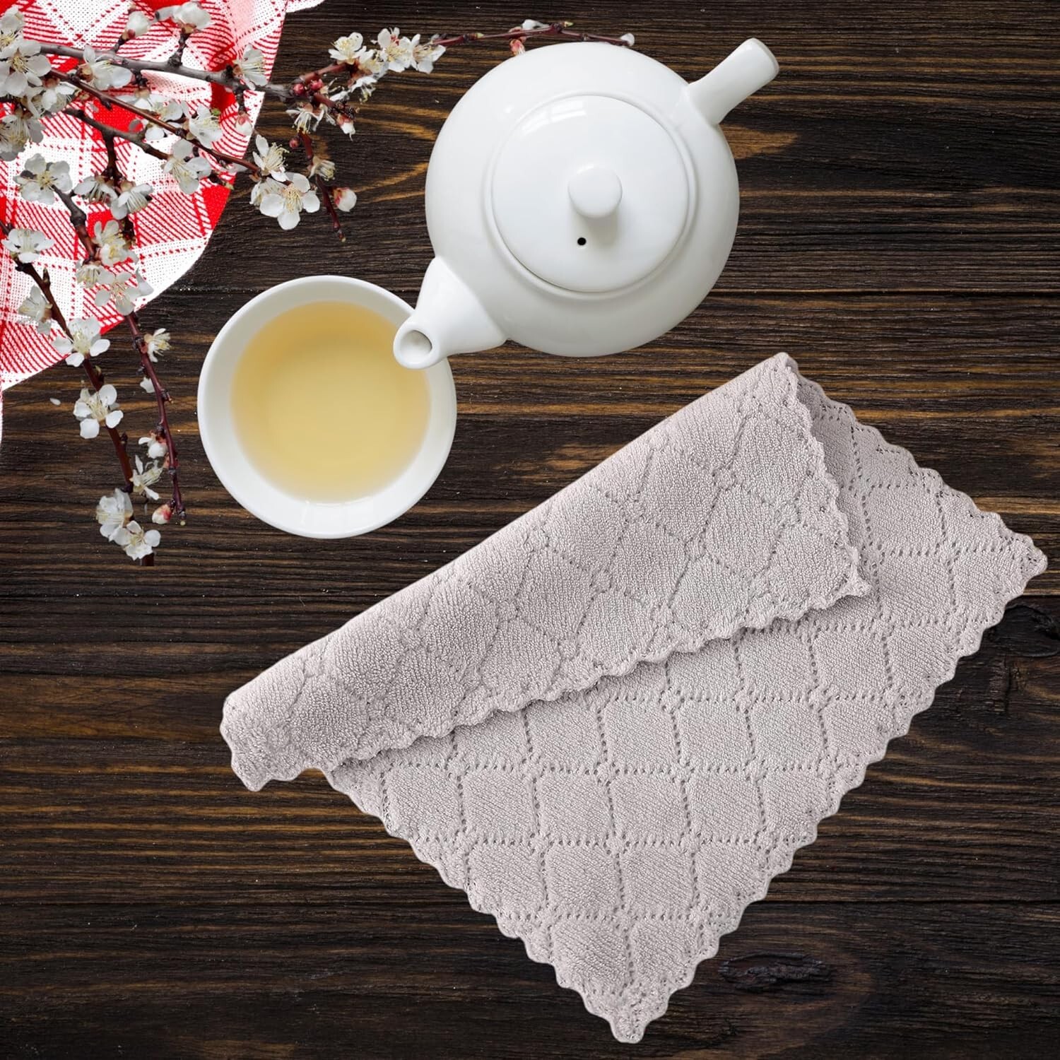 12 Pack Kitchen Dish Cloths (10×10 Inches) All Purpose Microfiber dishtowels