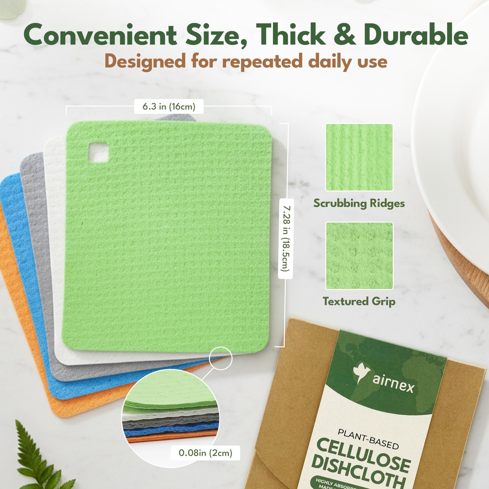 10 Pack Cellulose Swedish Dishcloths for Kitchen – Eco-Concious Reusable Dish…