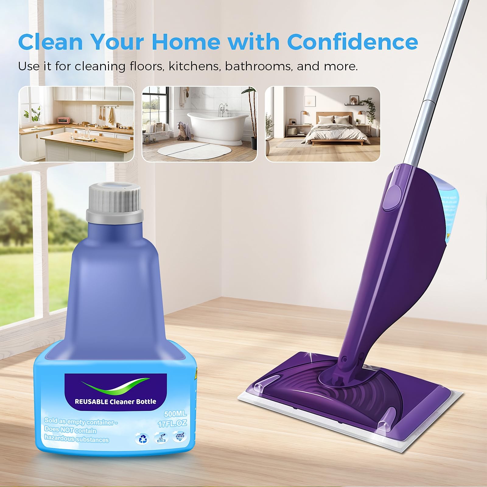 Replacement Bottle for Swiffer Wet Jet Mop, Refillable, 500 ML Leak-Proof H