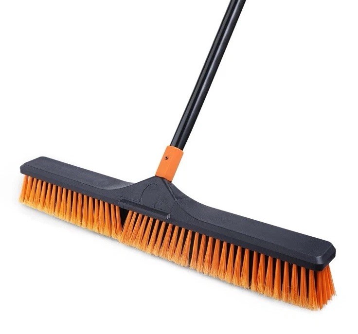 Heavy Duty Push Broom Brush for Floor Cleaning with Handle and Stiff Bristle
