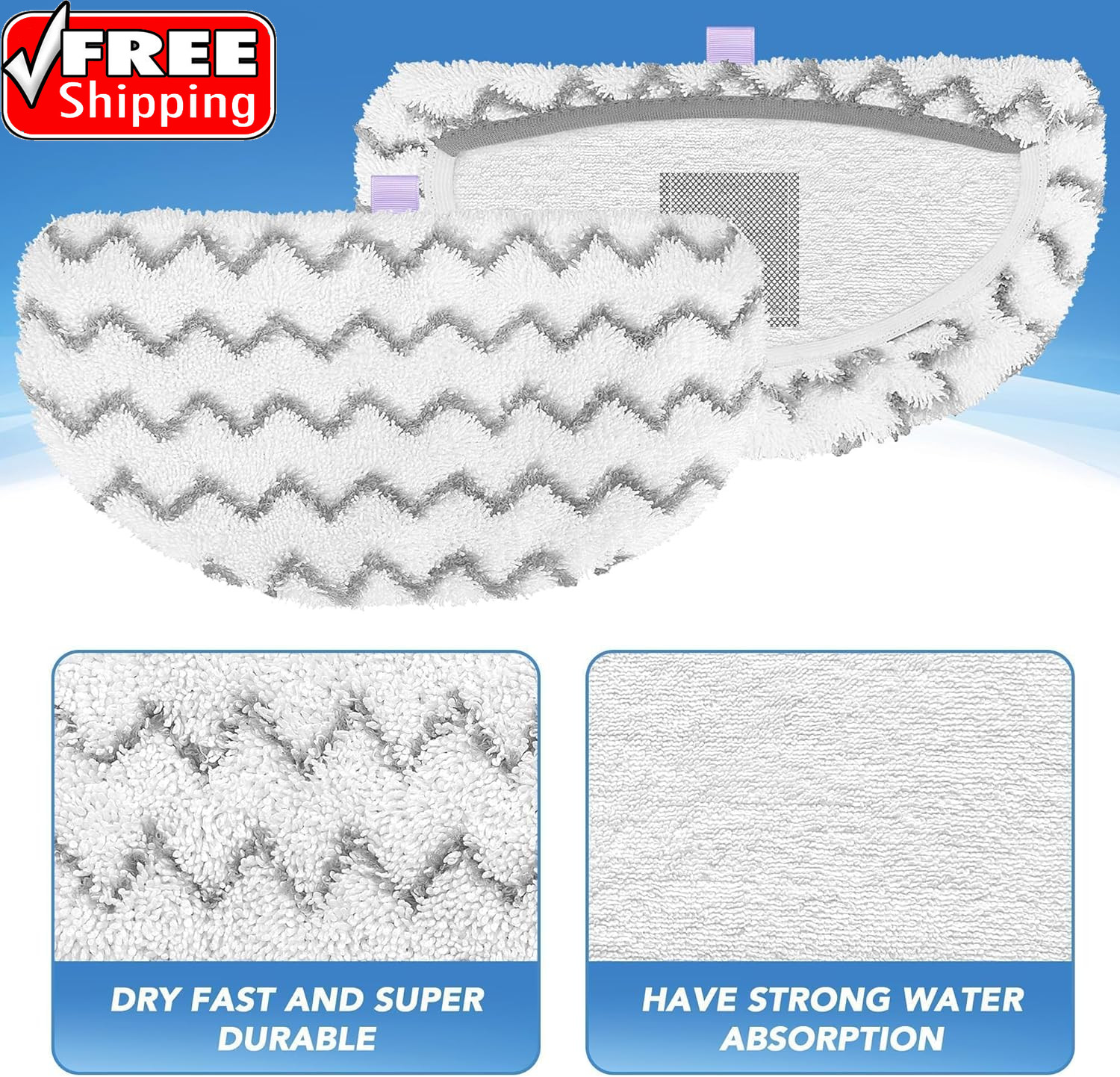 4 Pack Powerfresh Replacement Steam Mop Pads Compatible with Bissell Powerfresh