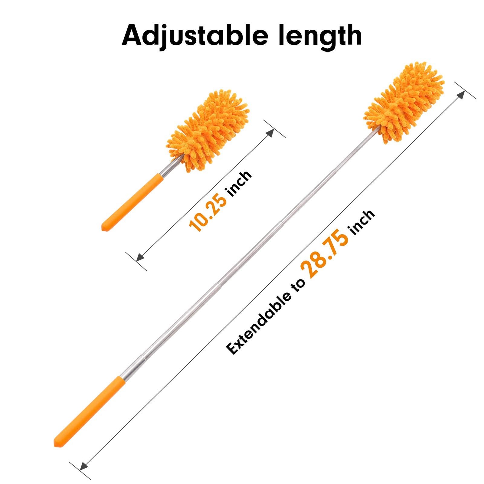 Microfiber Duster for Cleaning, Tukuos Hand Washable 2 Attachments, Orange