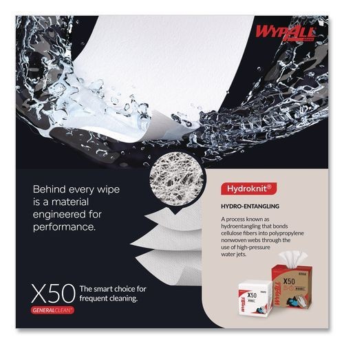WypAll X50 Cloths 1/4 Fold White 12.5 x 10 Inch 832 Count 32 Packs