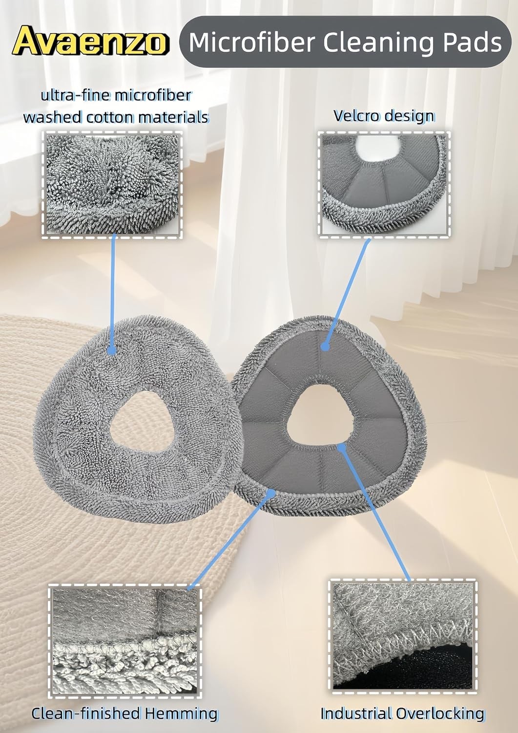 High-Performance Mop Pads for Narwal Vacuum – 8 Pack in Elegant Grey & White