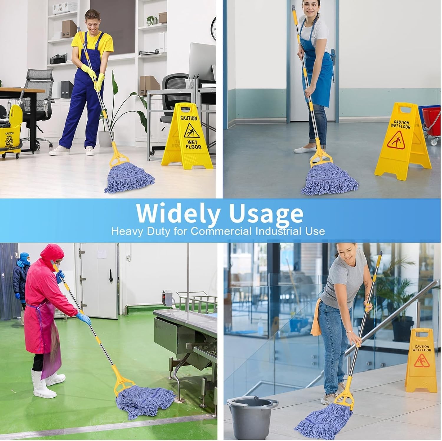 Commercial Mop with Extra Head Replacement, 63Inch Handle Heavy Duty Industri…