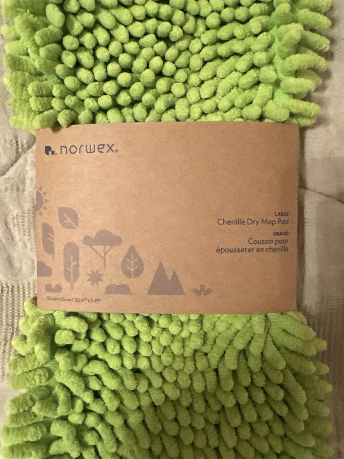 NEW NORWEX Chenille Dry Mop Pad Large Microfiber Wood Tile Floor Pet Hair Duster
