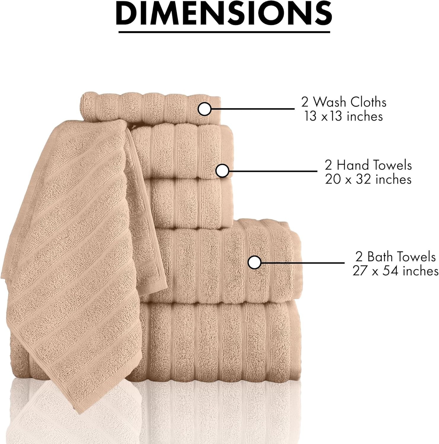 CTT Luxury 6 Piece Towel Set, 100% Turkish Cotton, Quick Drying, Highly