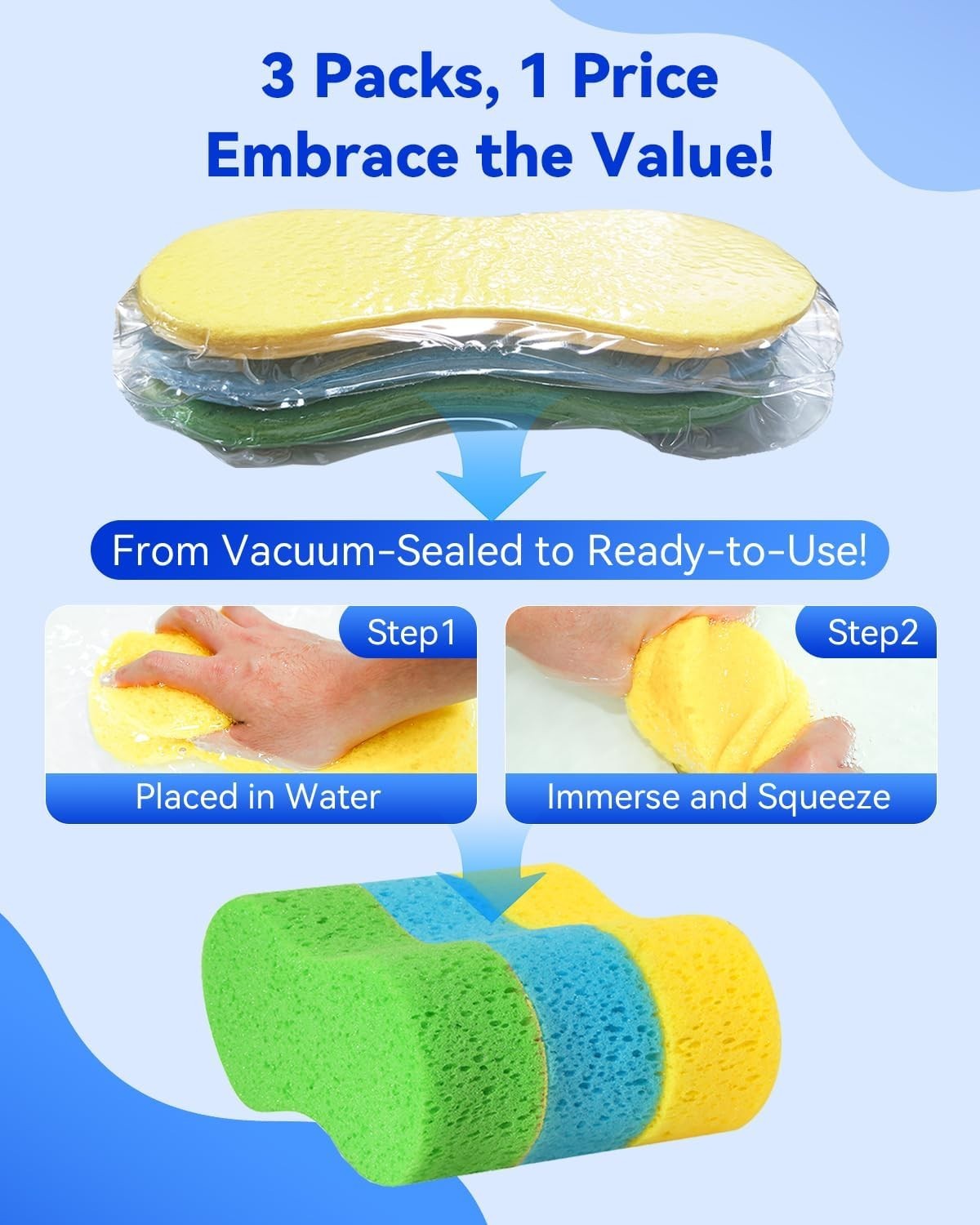 Car Wash Sponges, Large Multi-Purpose Foam Cleaning Sponges, 3-Pack | 9.1″ x …
