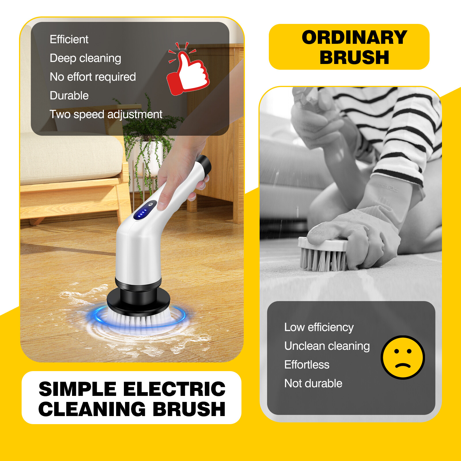 Powerful Spin Scrubber Electric Mop Rechargeable & Cordless For Kitchen,Bath
