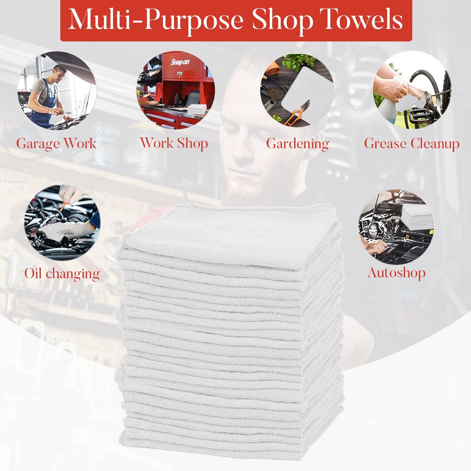 Pack of 50 Towels 12×14 Inches, Reusable Cleaning Rags, Premium Quality for C…