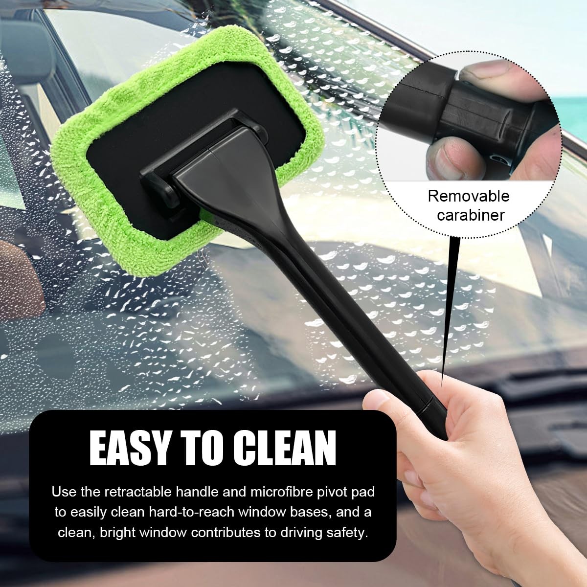 Gasedin Car Windshield Cleaning Tool, Microfiber 0.2 Ounce (Pack of 5), Green