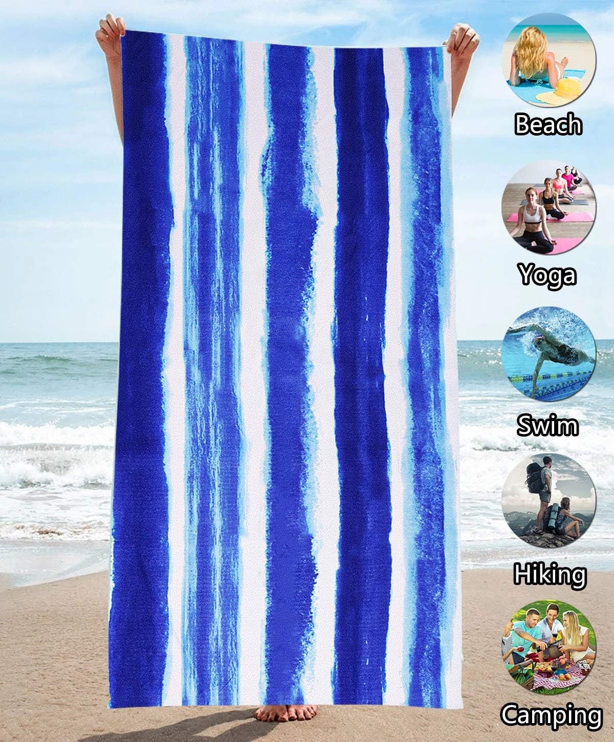 Oversized Terry Beach Towel 36 x 72 in Soft Extra Large Big Pool Swim Towels for