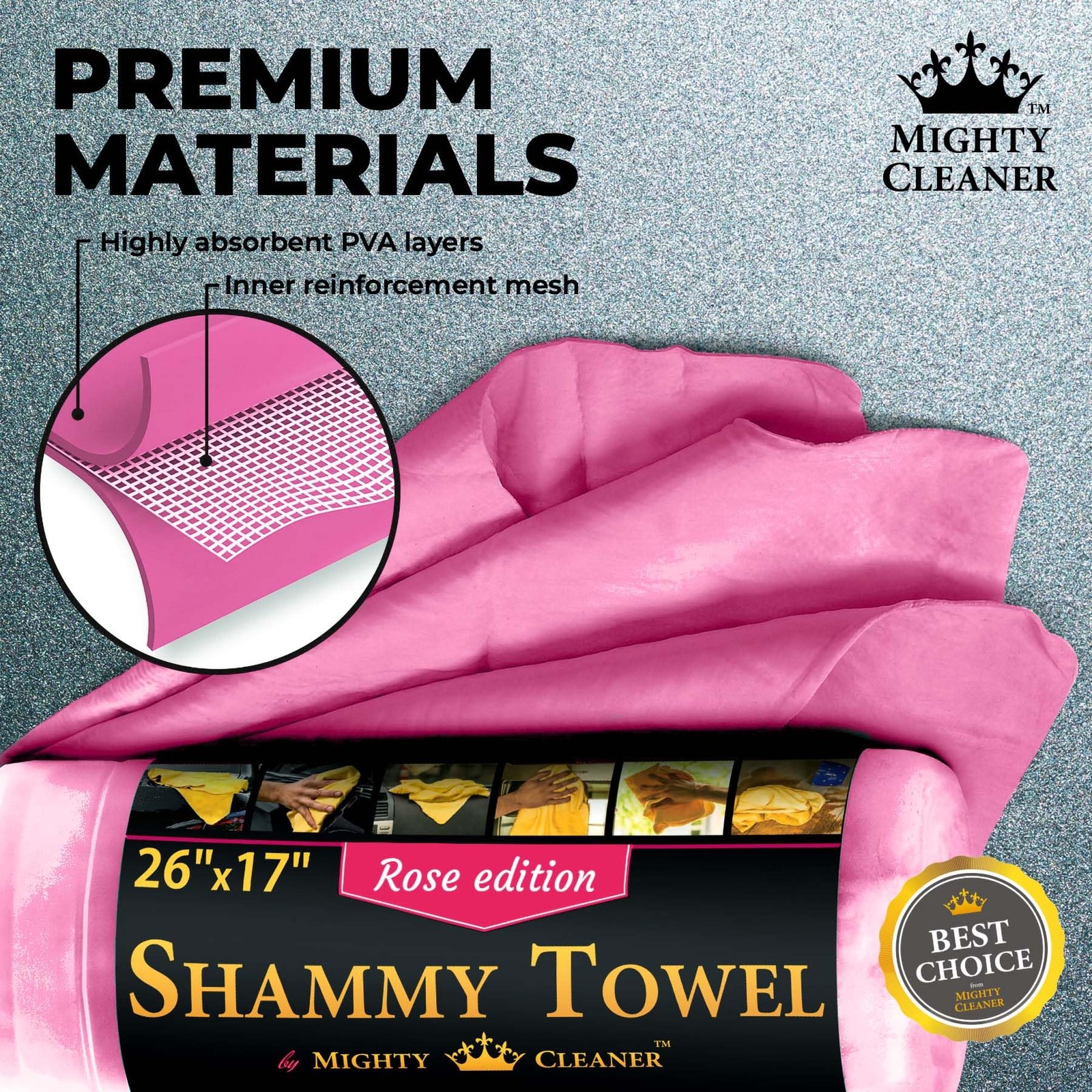 Super Absorbent Car Drying Shammy Cloth Towel – Scratch-Free, Reusable 26″x17″