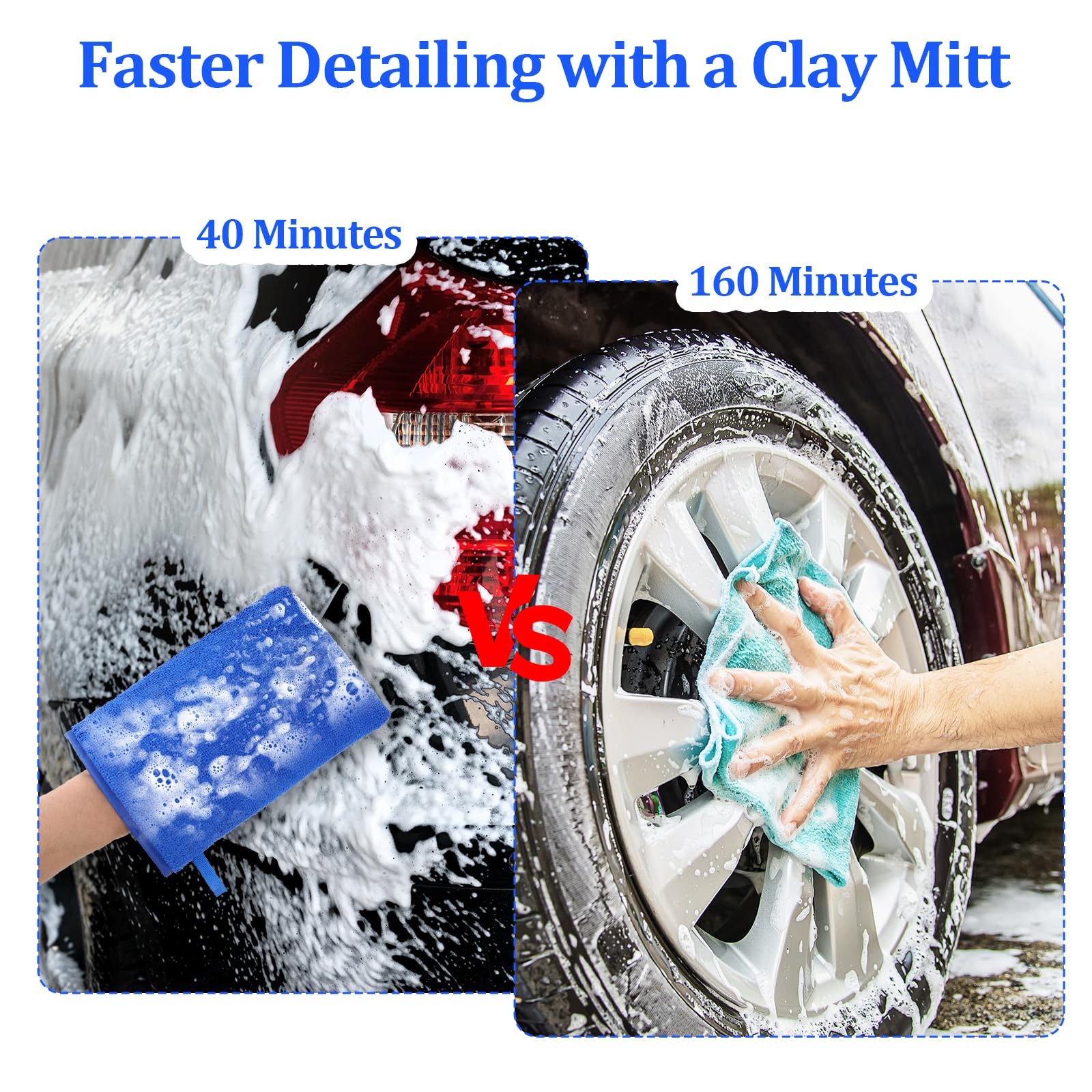 Clay Mitt – Auto Detailing Microfiber Clay Bar, Blue 8.7 inches x 5.5 inches