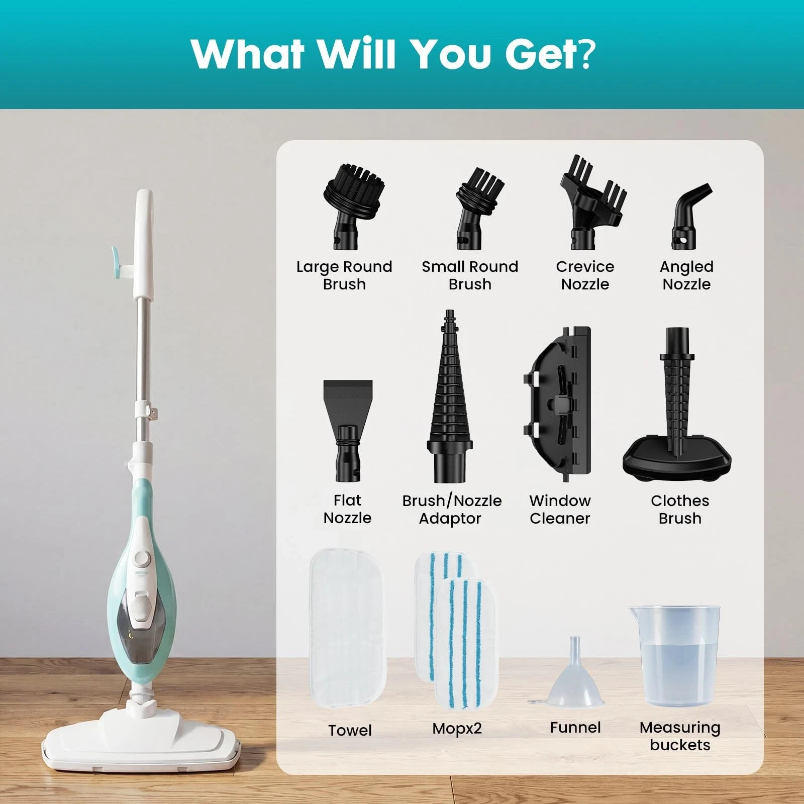 10-in-1 Steam Mop, 1550W Detachable Handheld Steam Cleaner for Floor Cleaning…