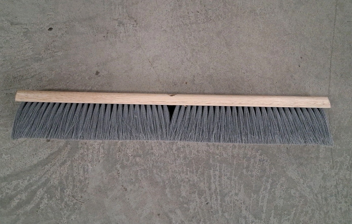 24 in. Polypropylene Broom Fine Sweep Flagged with 3 in. Trim Grey Gray