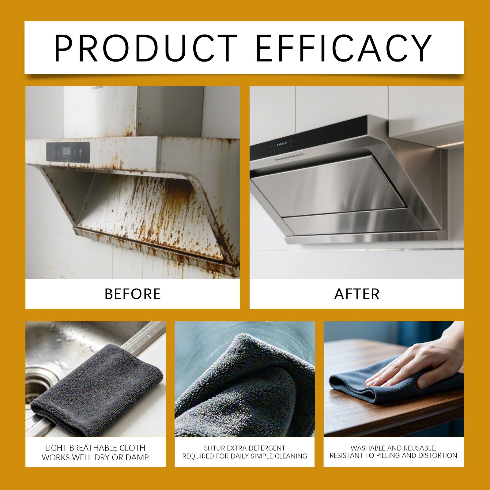Magic Cleaning Cloth 5Pack Thick Microfiber Streak‑Free for Window Kitchen Reuse