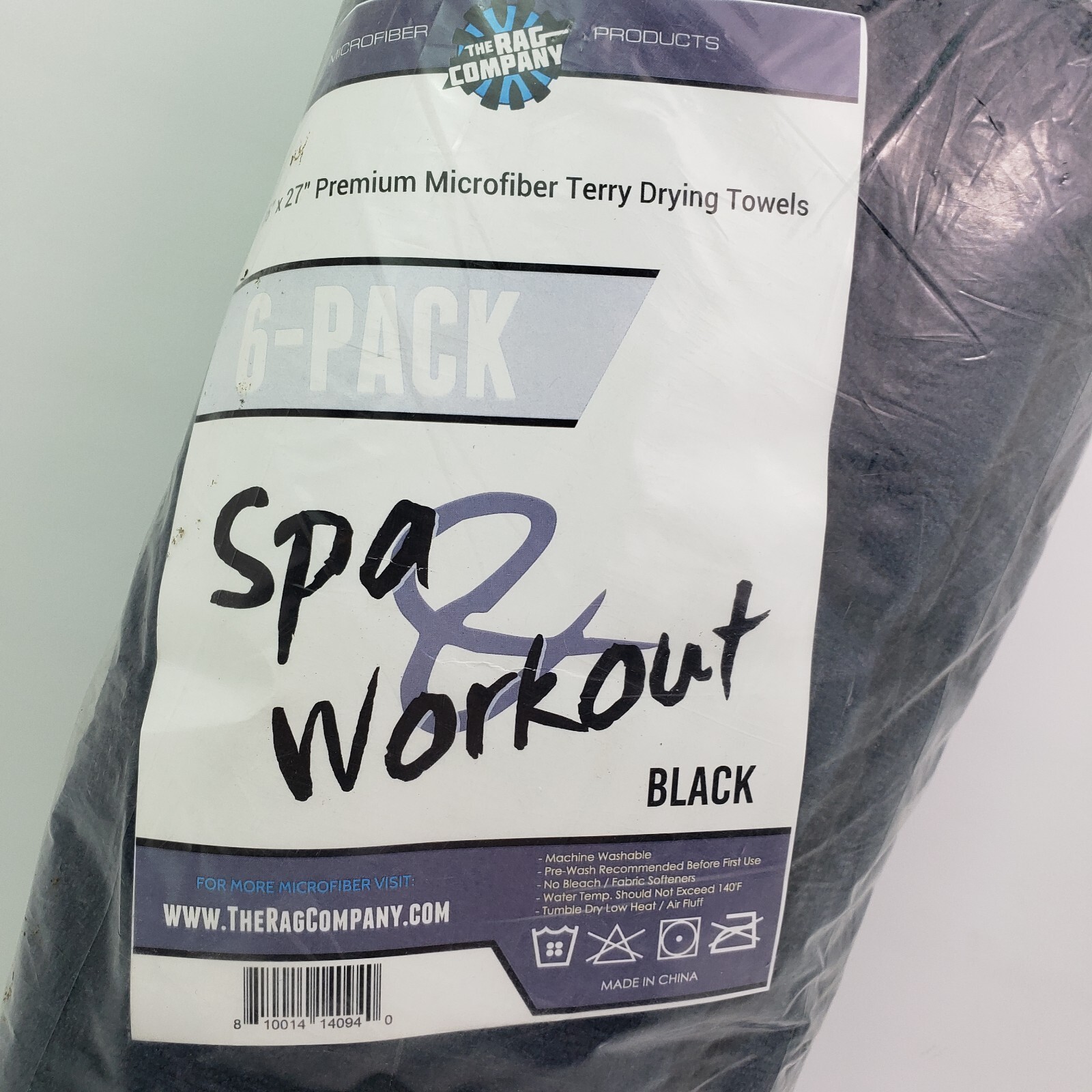 The Rag Company Black 16 x 27 In Premium Microfiber Terry Drying Towels 6 Pack