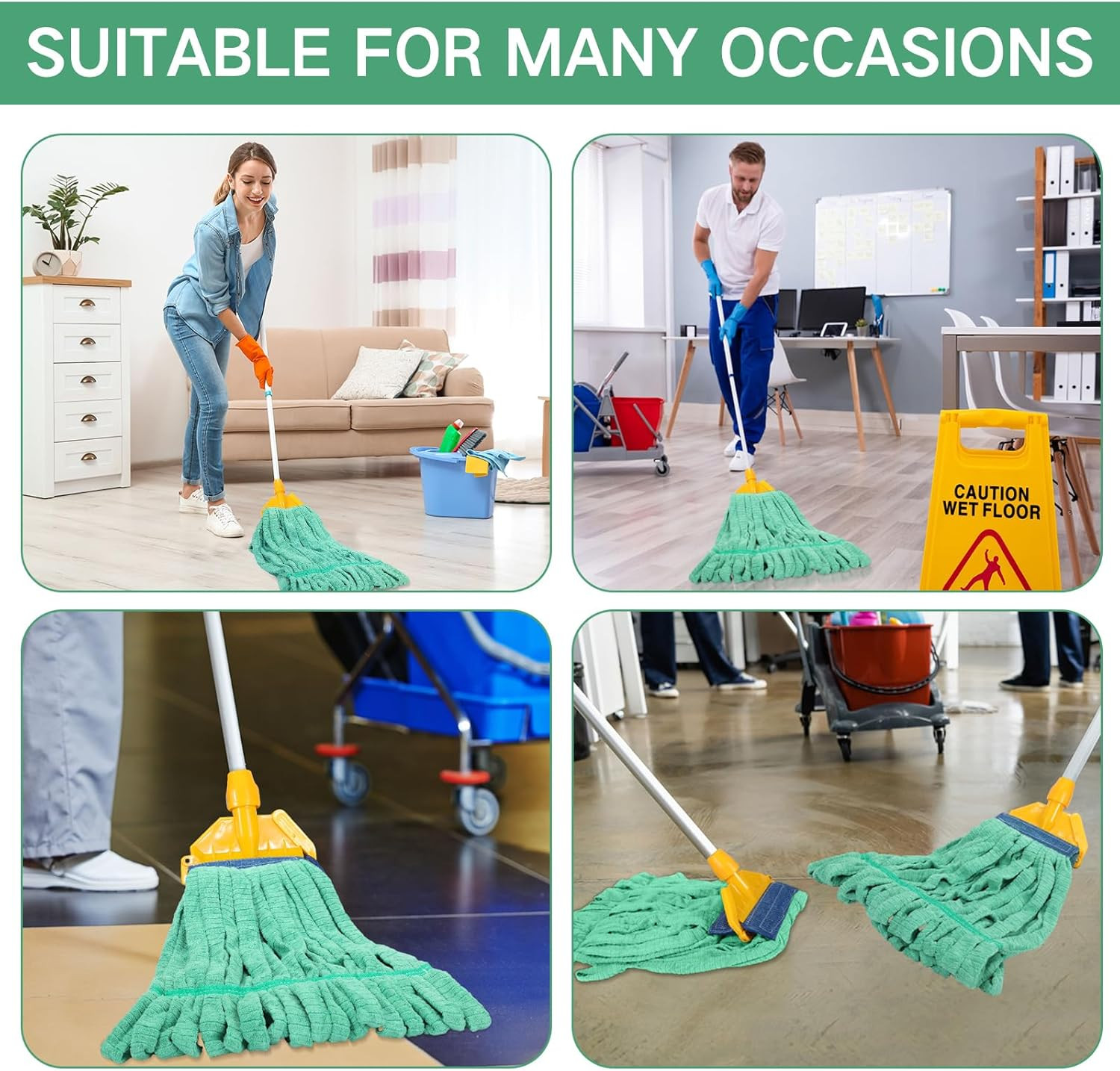 10 Pcs Microfiber Mop Head Refill for Home & Industrial Floor Cleaning