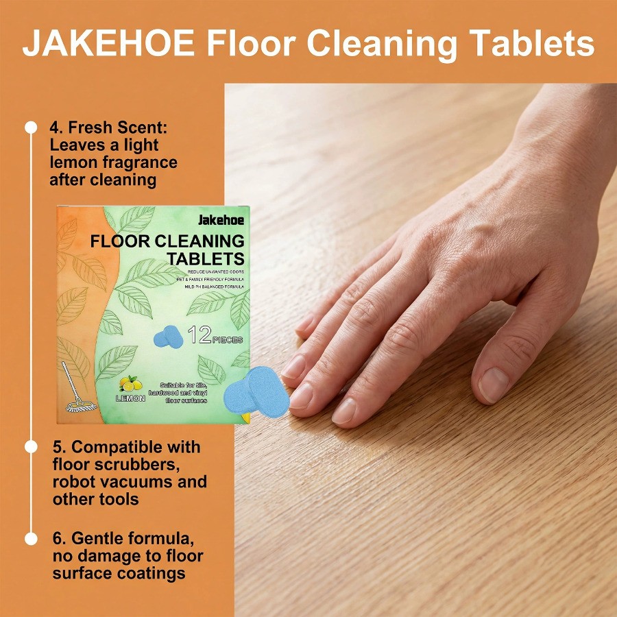 12X Floor Cleaner Tablets Pre-Measured Dissolvable for Tile Vinyl Hardwood Lemon