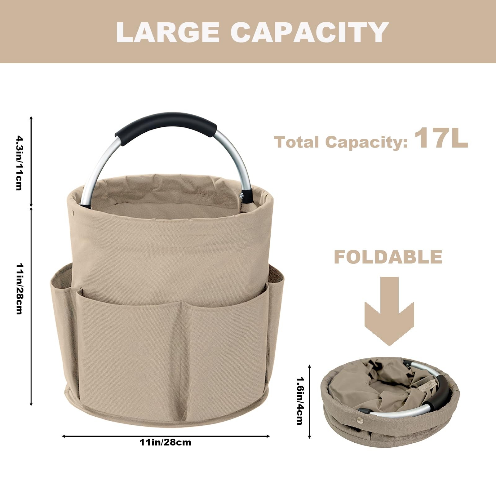 Cleaning Caddy with Handle, 17L Foldable Cleaning Supplies Organizer, Portabl…