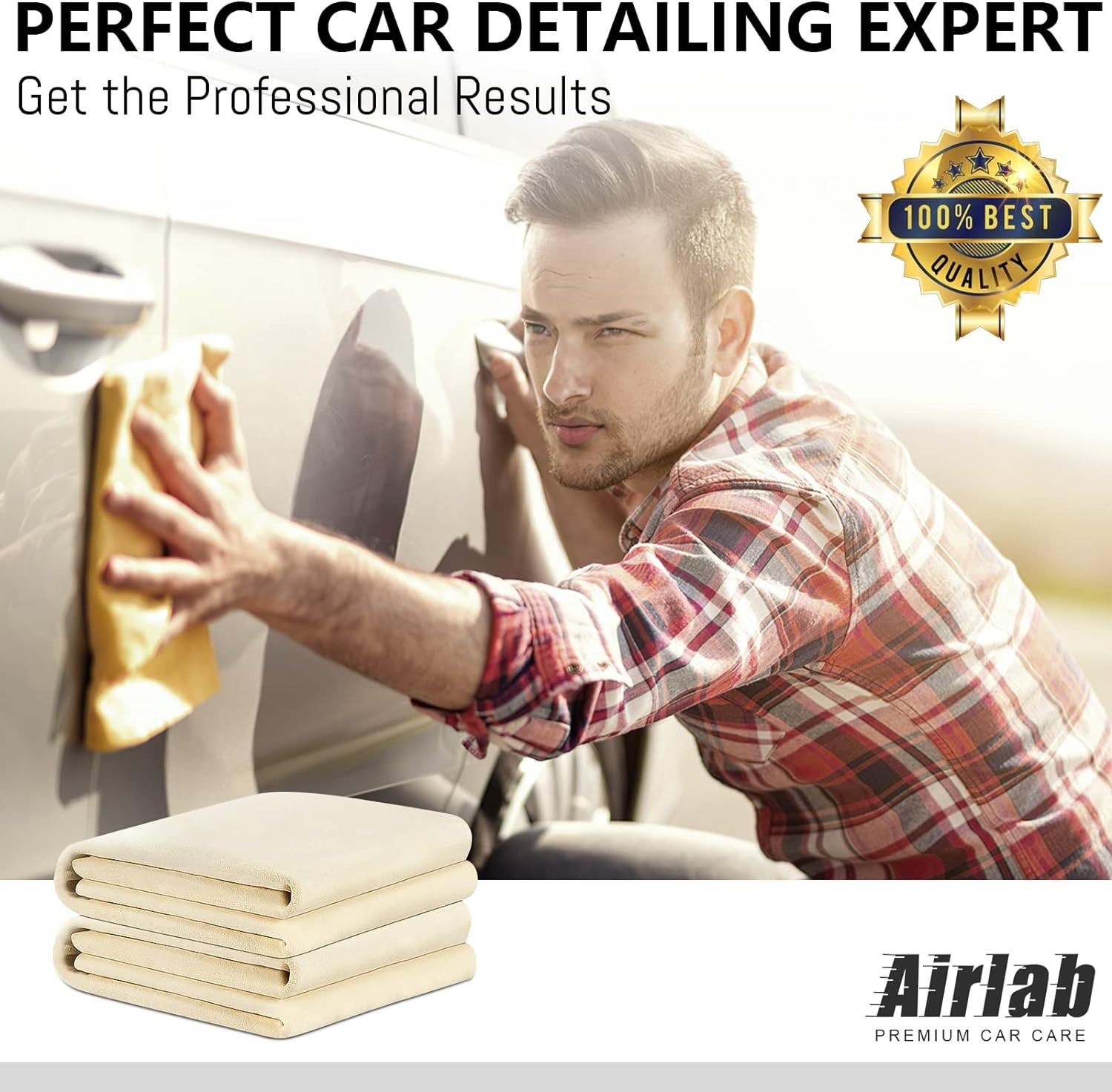 2 Pack Chamois Leather Car Drying Cloth 24×16 Super Absorbent Shammy