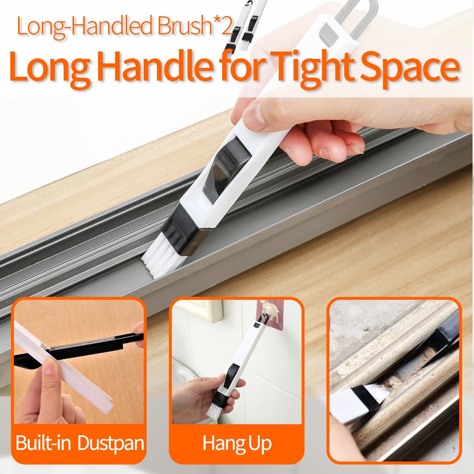 13Pcs Crevice Cleaning Brush Set, Window Groove Kit Hard Gray