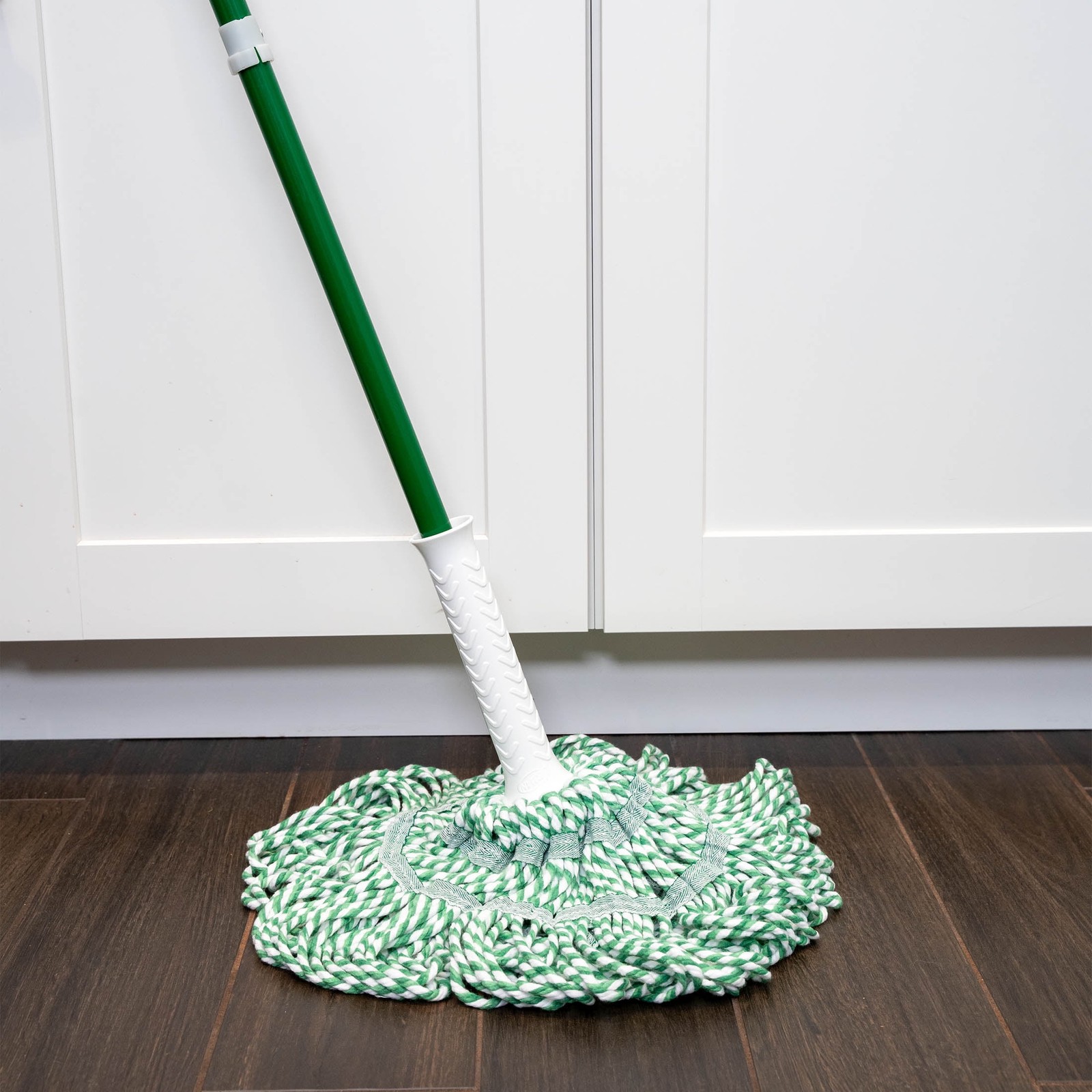Tornado Twist Mop Cotton Blend Head Steel Handle Green & White