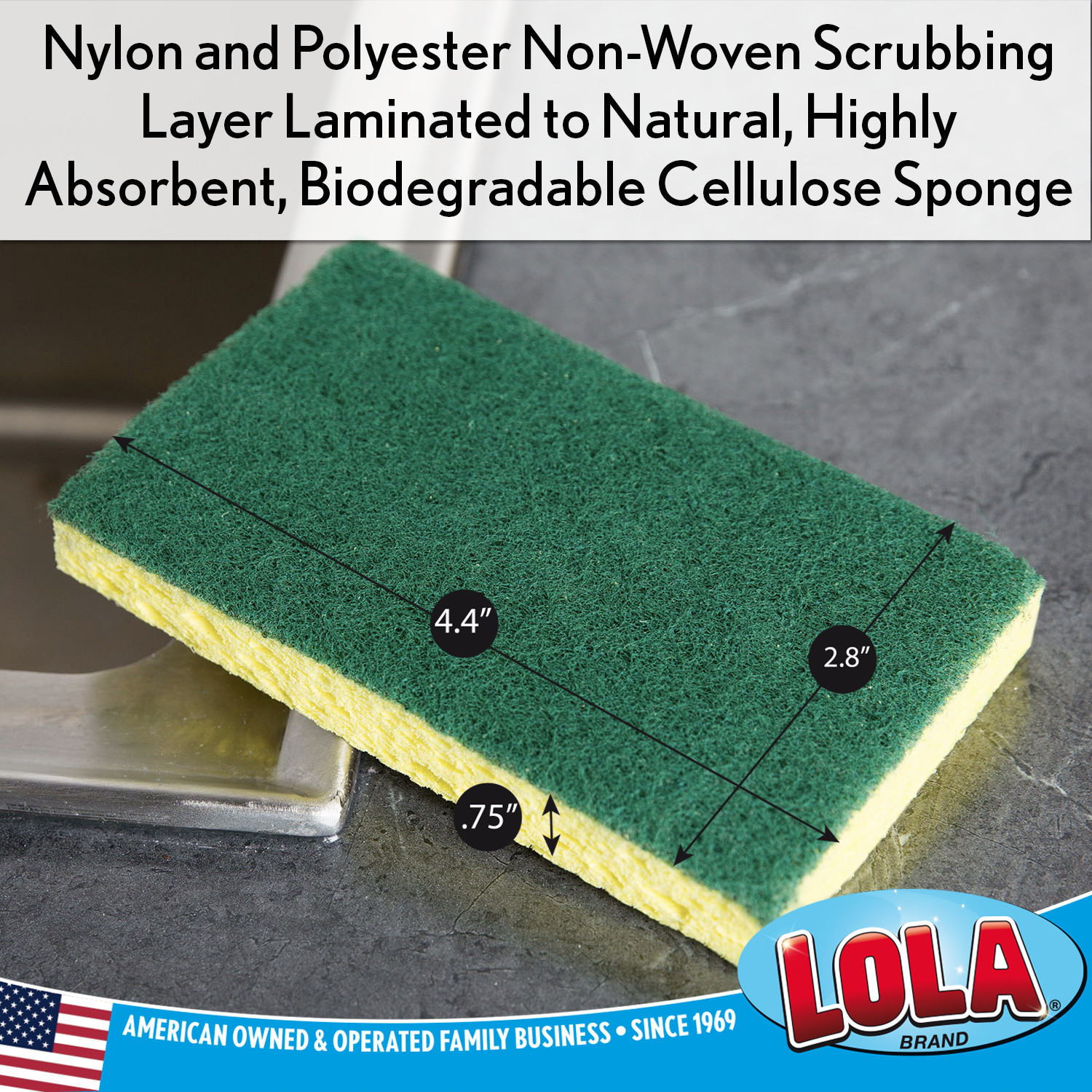 Cellulose Sponge & Scourer 6 Pk – Heavy Duty Dual Purpose Super Absorbent LOLA