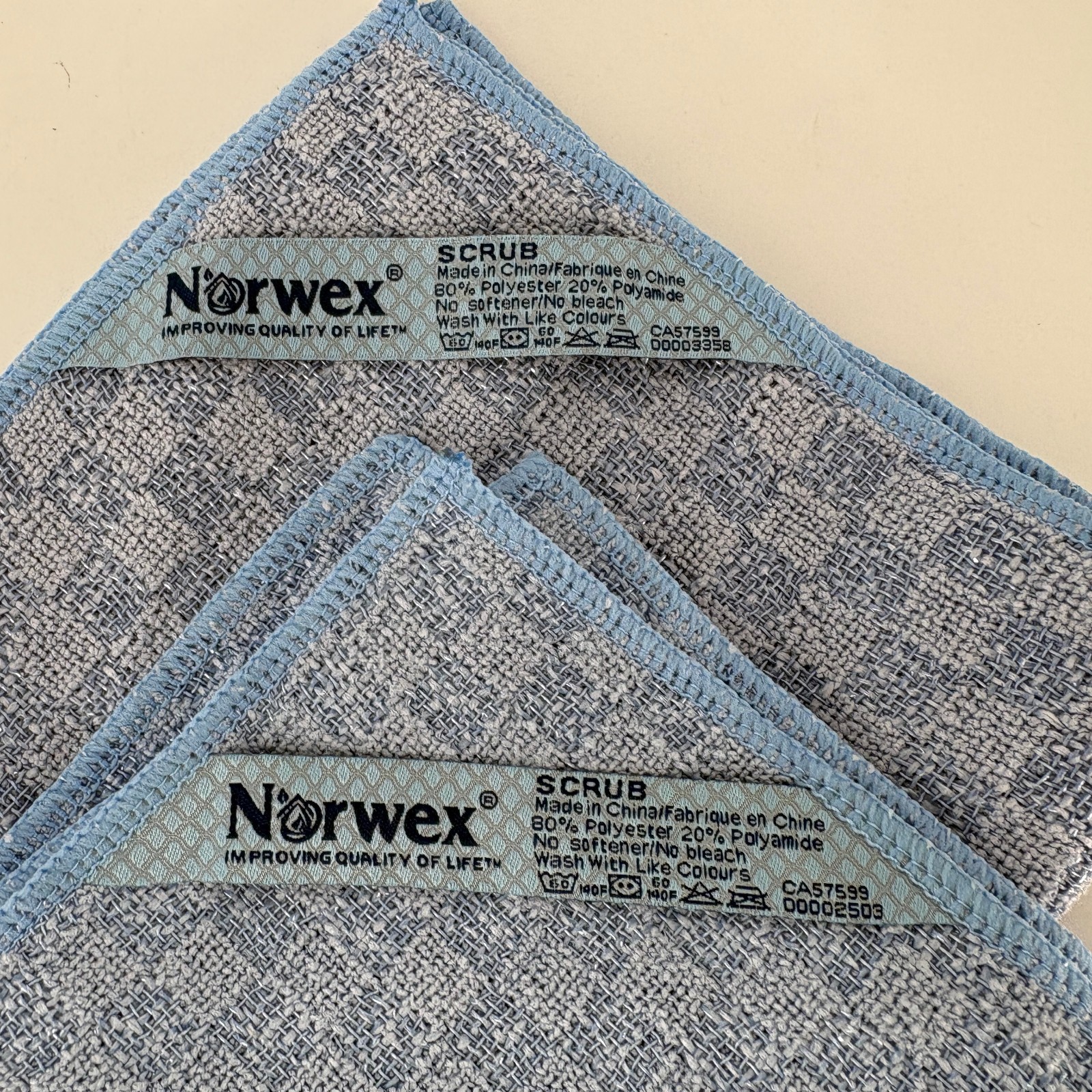 Norwex Kitchen Scrub Cloth 14″x14″ Blue Microfiber Cloth Lot of 2 NEW