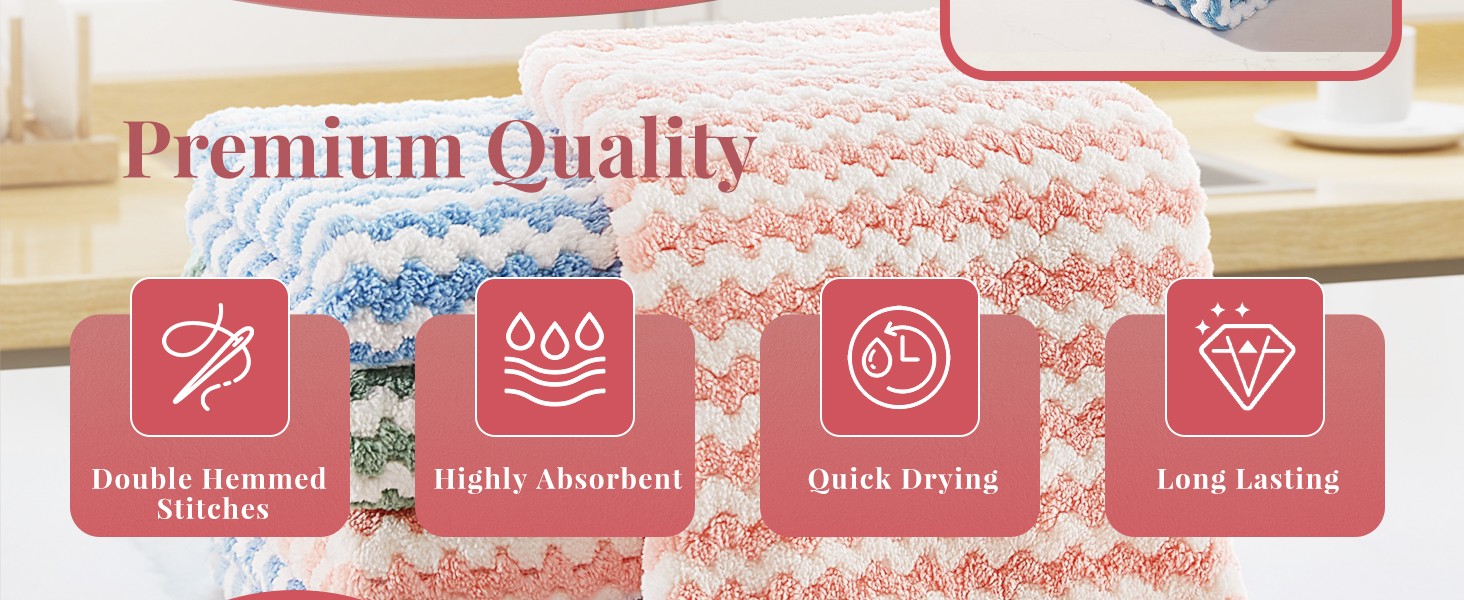Microfiber Cleaning Cloth, Kitchen Towels, Absorbent Streak Free Lint Cleaning