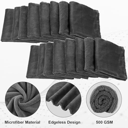 Pcs Edgeless Microfiber Plush Towels for Cars Detailing 16 x 16 Inch 20 Gray