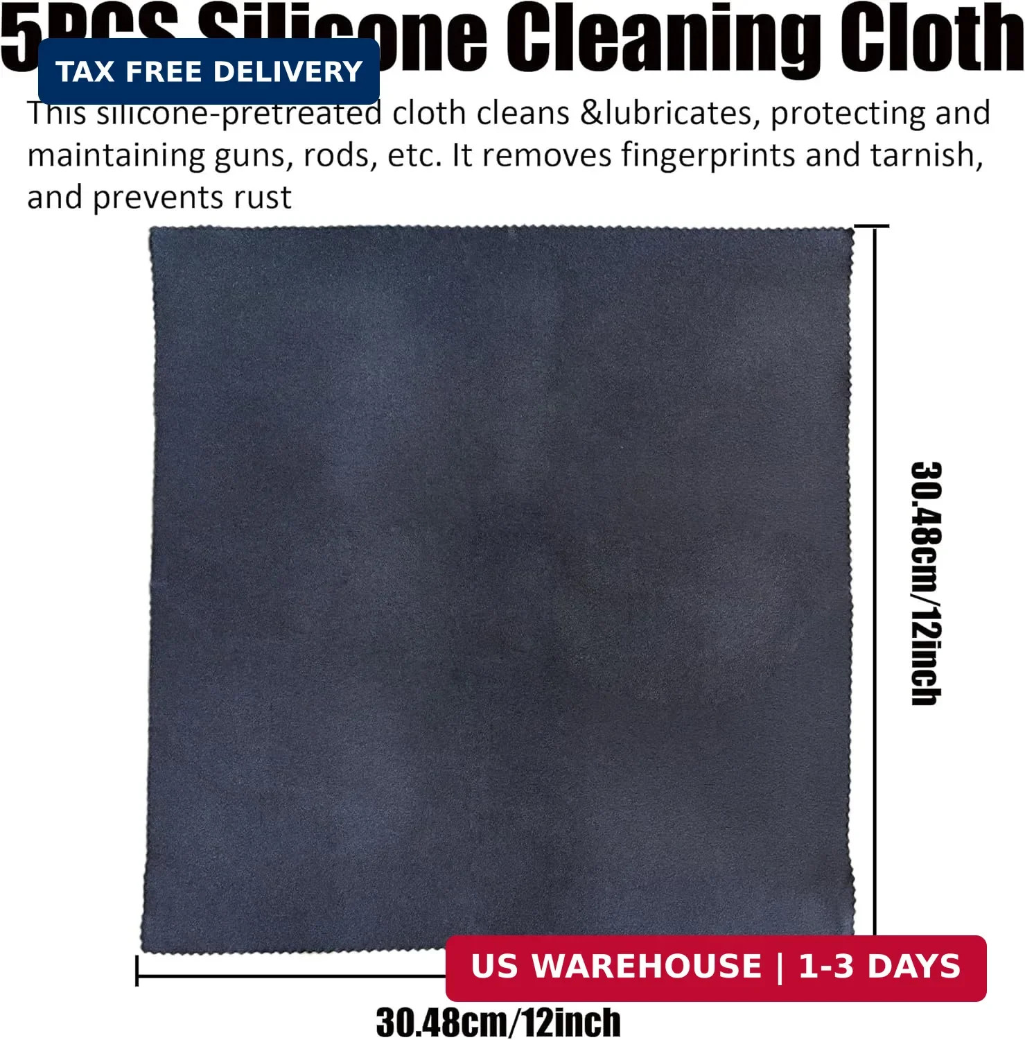 Silicone Gun Cleaning Cloth Set, 12 x 12 inch, 5-Pack, Gray, Lint-Free for Firea