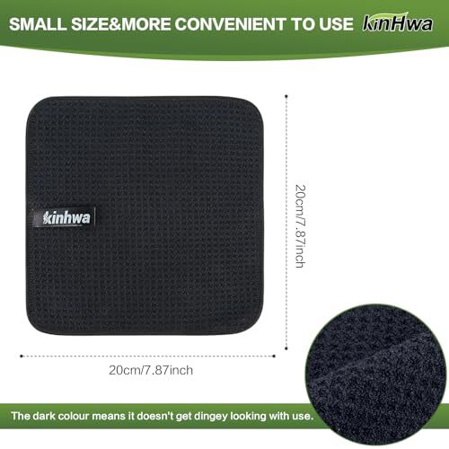 10 Pack Kitchen Dish Towels 8×8 in Absorbent Microfiber for Dishes Black