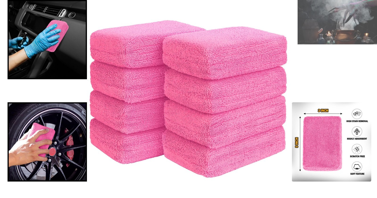 Lightweight Microfiber Applicator Pads – 8 Pack for Scratch-Free Car Detailing