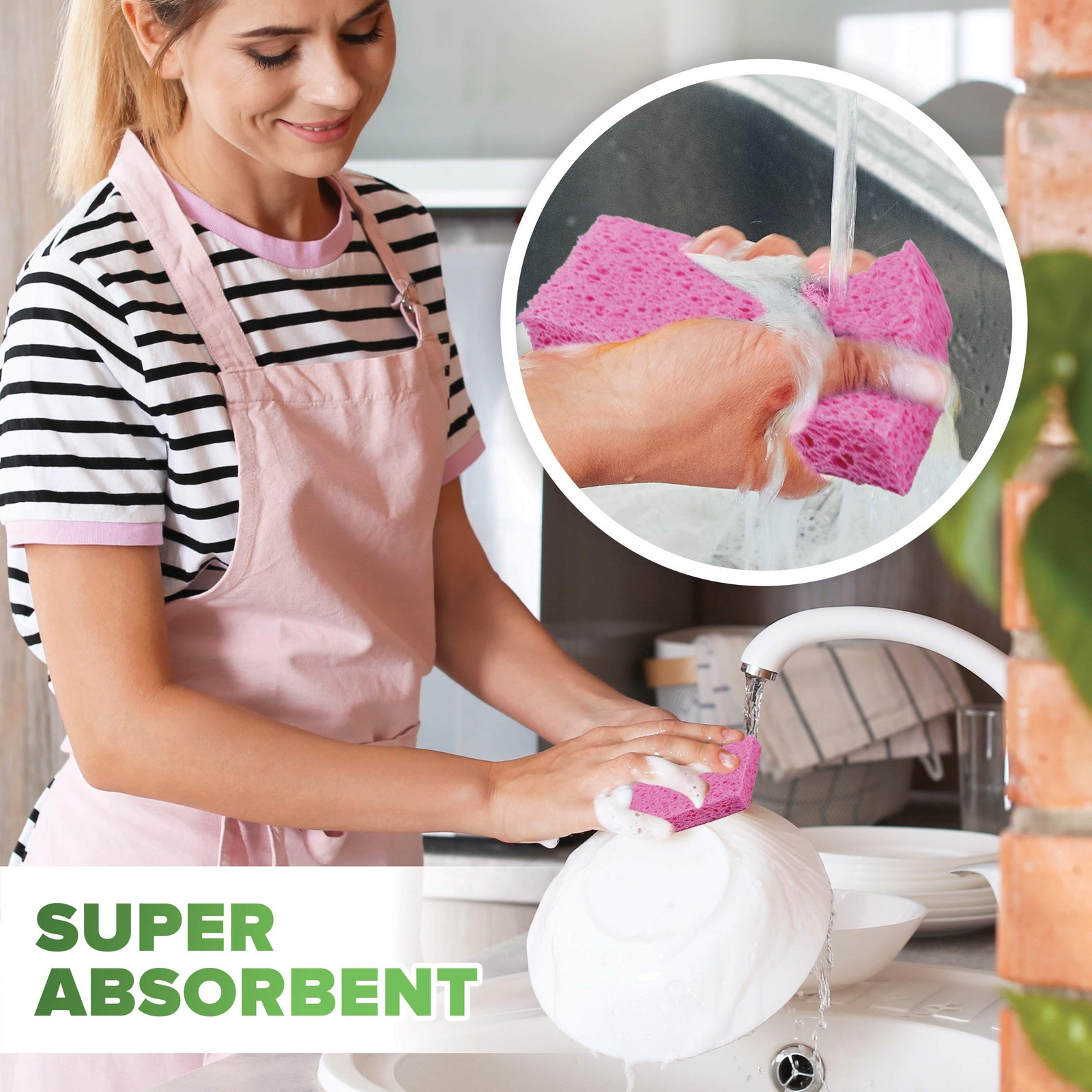 SCRUBIT Cellulose Scrub Sponge – Kitchen Cleaning Sponges for Dishes, Pans, P…