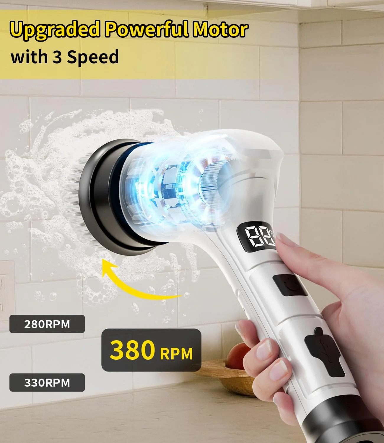 Electric Spin Scrubber,Cordless Household Cleaning Brush with 6 Replaceable Head