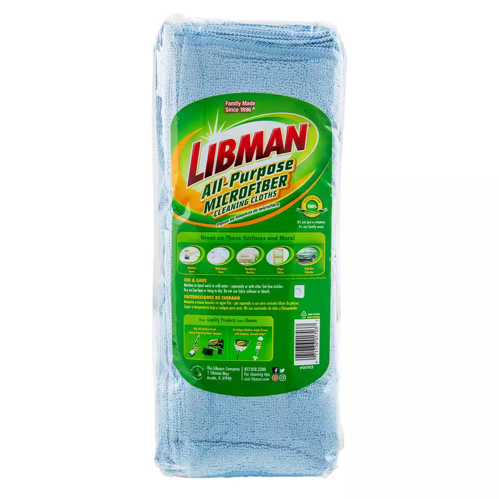 Libman Microfiber Cleaning Cloth Towels 24 Pack 14×14 Lint Free All Purpose