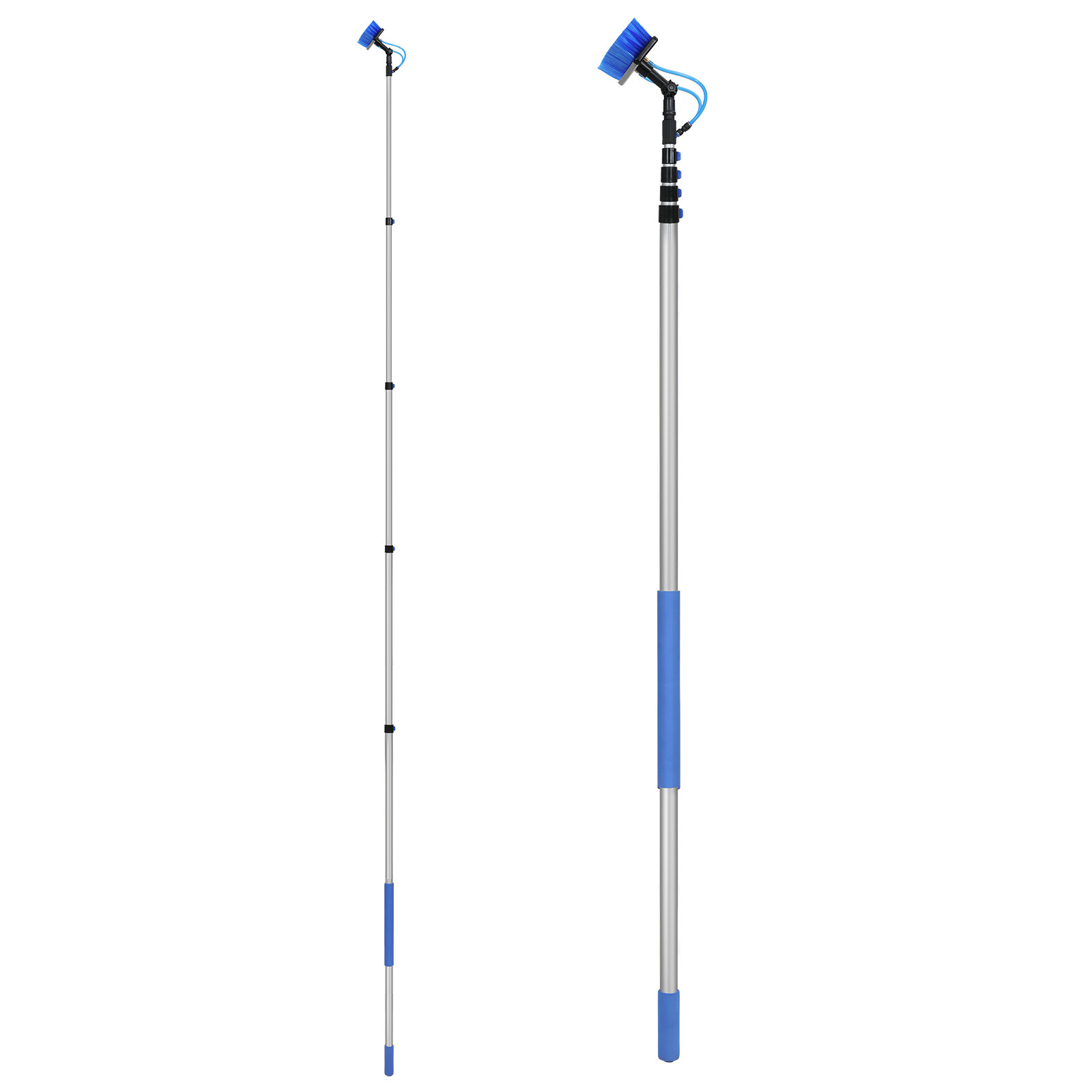 Water Fed Pole Kit 30FT Solar Panel Cleaning Pole 180° Rotatable Brush Head