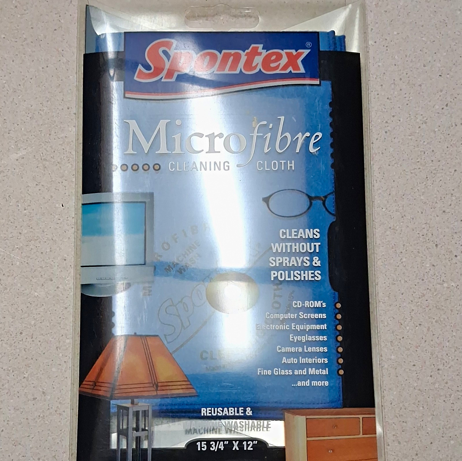 Spontex Blue Microfiber Cloth for Screens/Lenses Reusable Washable 15 3/4×12″