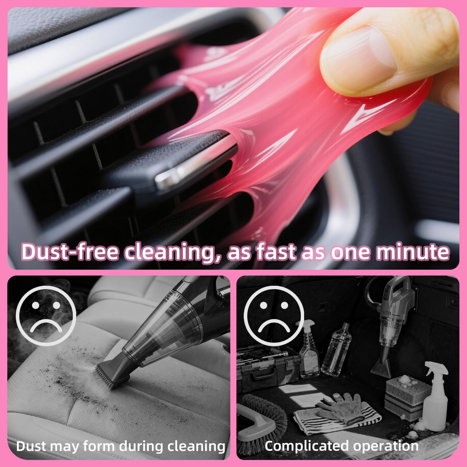 Car Cleaning Gel Reusable 3.5 Ounce (Pack of 4), Blue+Purple+Rose Pink+Yellow